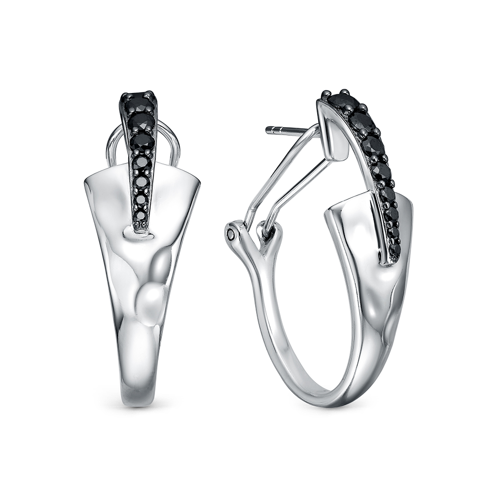 Серьги из серебра с камнем Шпинель фото, цены