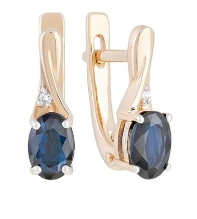 Серьги из золота с камнем Бриллиант, Сапфир фото, цены