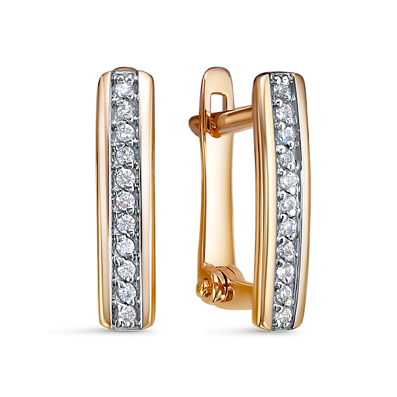 Серьги из золота с камнем Фианит фото, цены