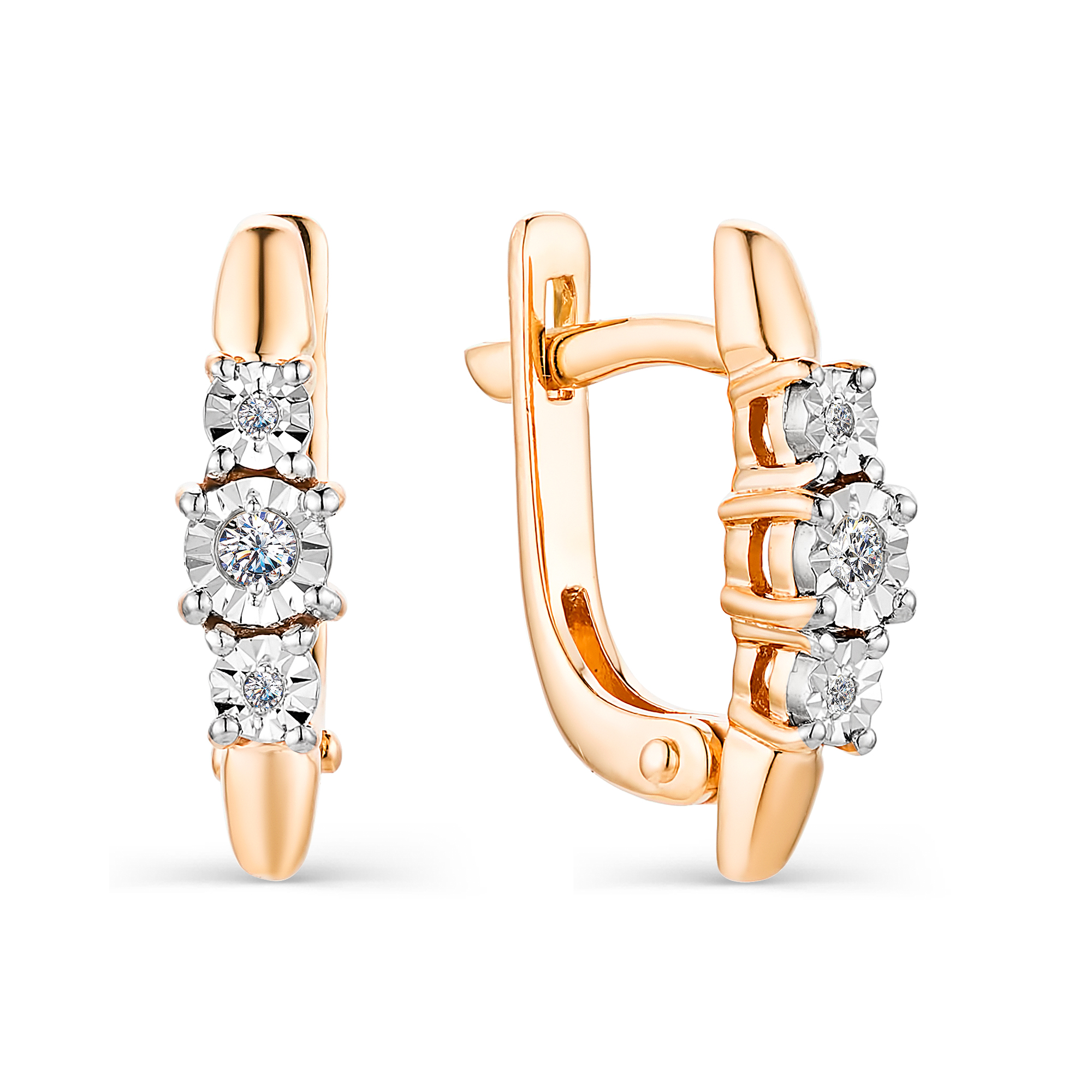 Серьги из золота с камнем Бриллиант фото, цены