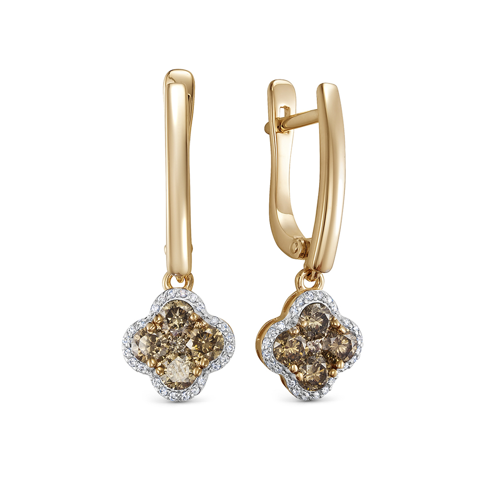 Серьги из золота с камнем Бриллиант фото, цены