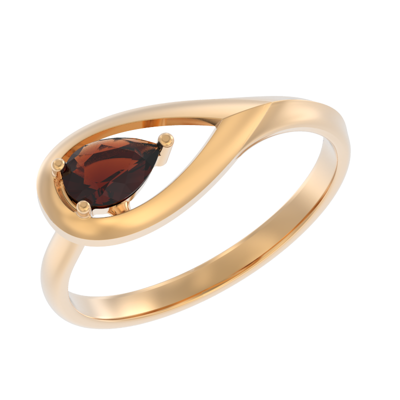Кольцо из золота с камнем Гранат фото, цены
