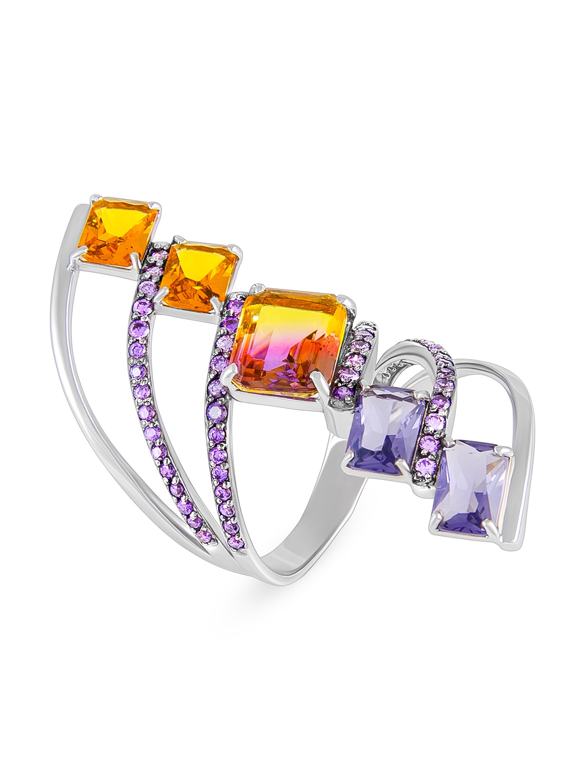 Кольцо из серебра с камнем Фианит, Ситалл фото, цены