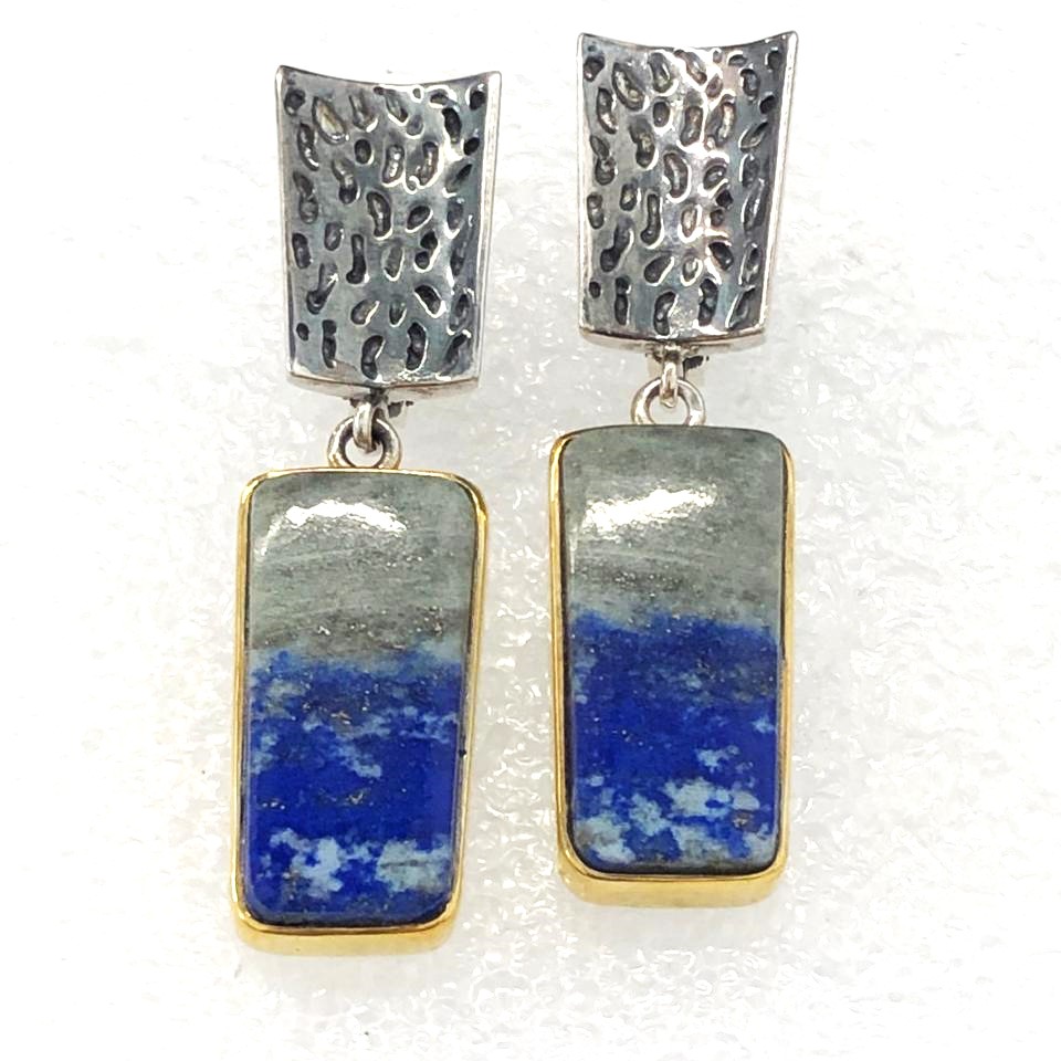 Серьги из серебра с камнем Лазурит фото, цены