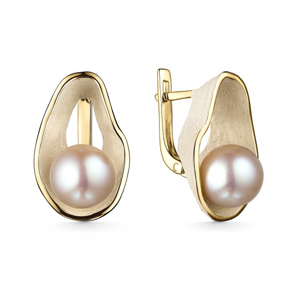 Серьги из серебра с камнем Жемчуг, вставками эмали фото, цены