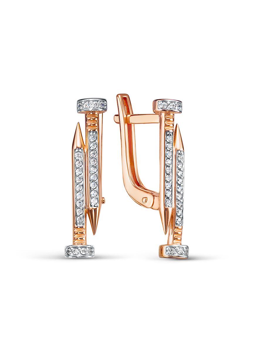 Серьги из золота с камнем Фианит фото, цены