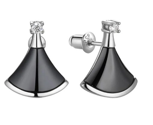 Пуссеты из серебра с камнем Фианит, вставками керамики фото, цены