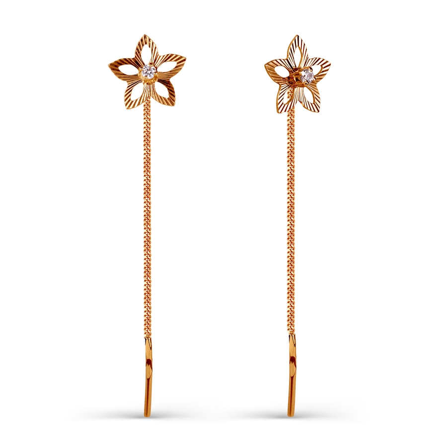 Продевки из золота с камнем Фианит фото, цены