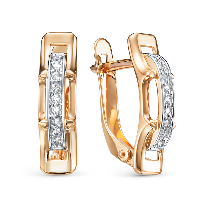 Серьги из золота с камнем Фианит фото, цены