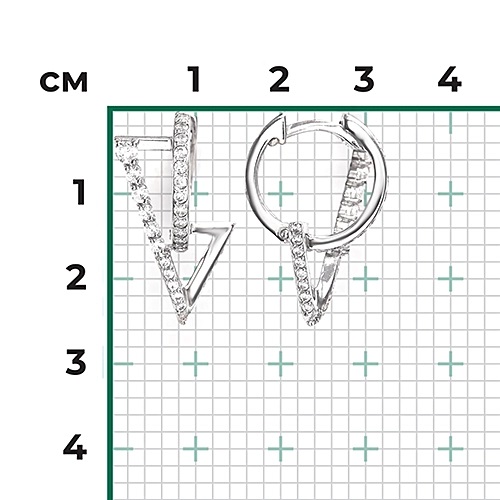 Серьги из серебра с камнем Фианит фото, цены