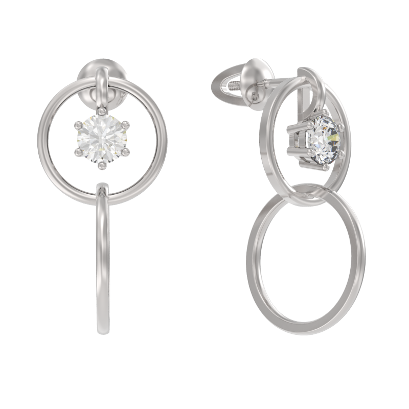 Пуссеты из серебра с камнем Фианит фото, цены