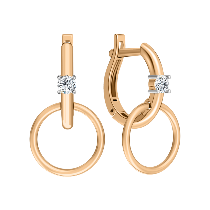 Серьги из золота с камнем Фианит фото, цены