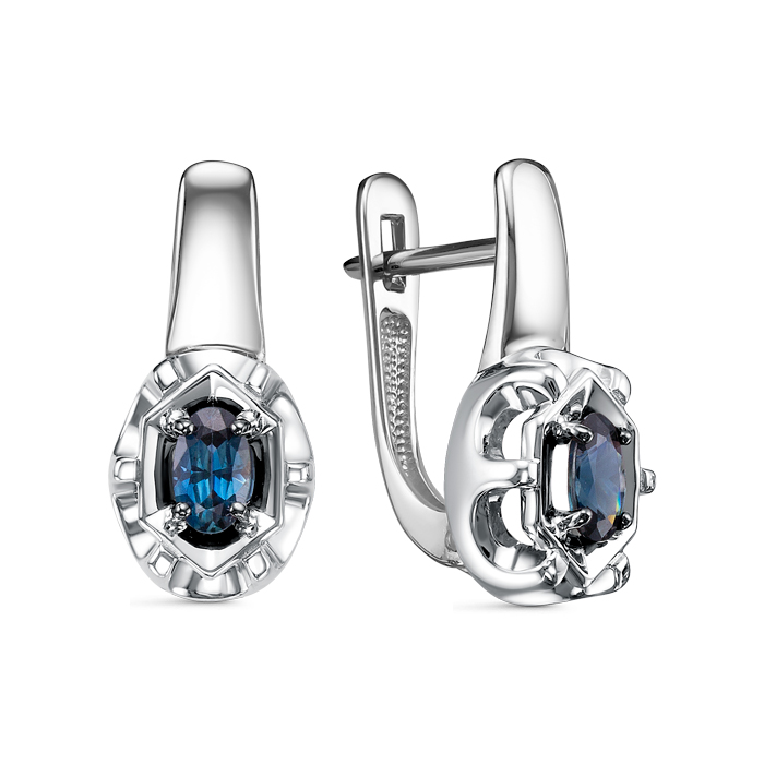 Серьги из золота с камнем Сапфир фото, цены