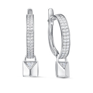 Серьги из серебра с камнем Фианит фото, цены