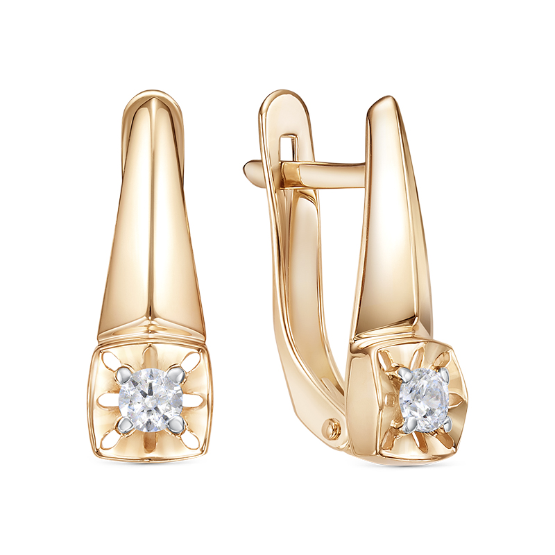 Серьги из золота с камнем Фианит фото, цены