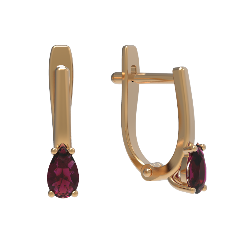 Серьги из золота с камнем Рубин фото, цены