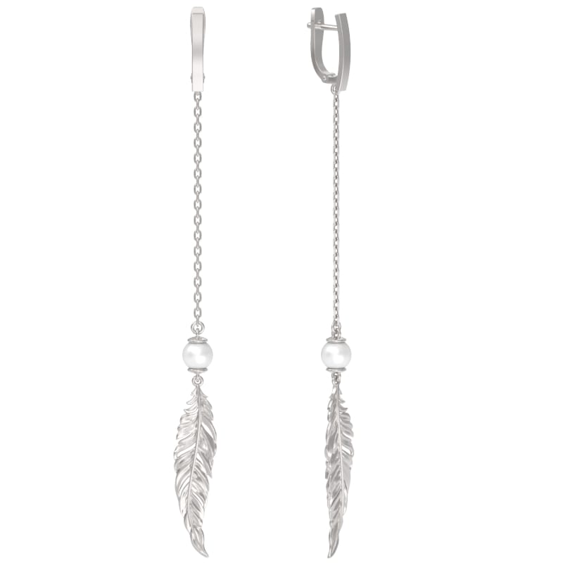 Серьги из серебра с камнем Жемчуг фото, цены