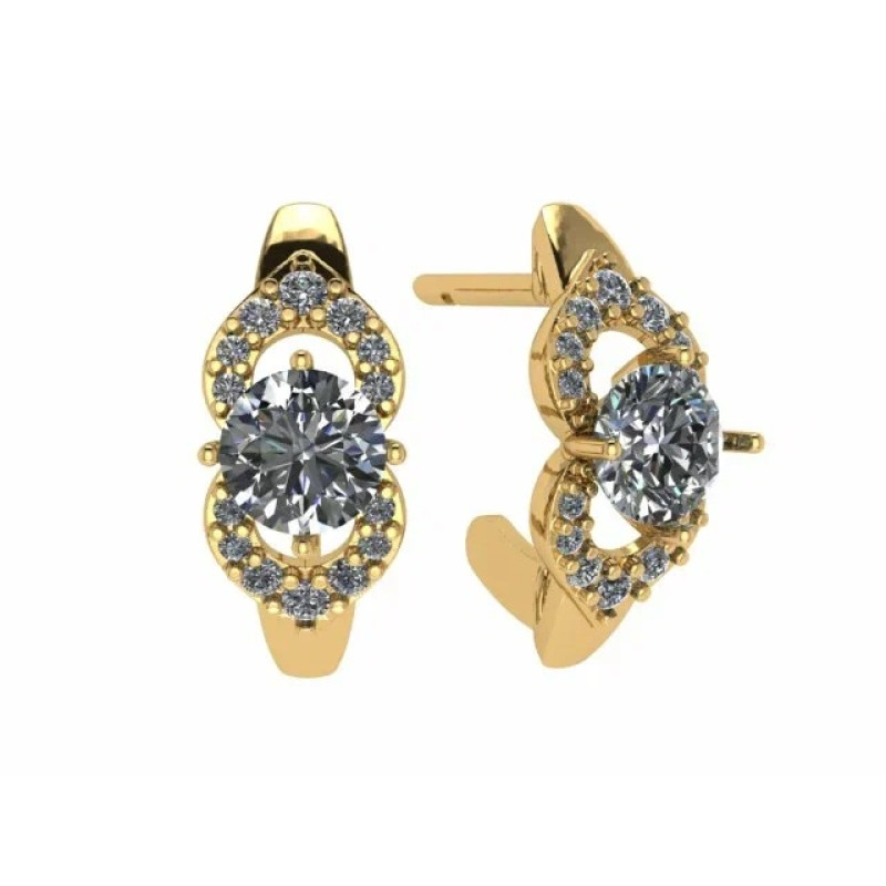 Серьги из золота с камнем Фианит фото, цены