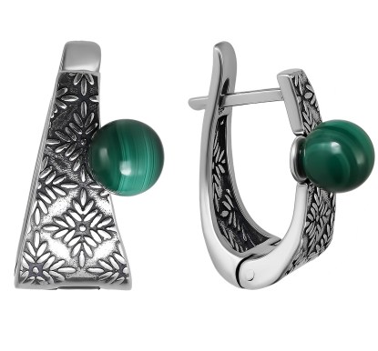 Серьги из серебра с камнем Жемчуг фото, цены