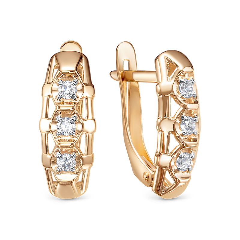 Серьги из золота с камнем Фианит фото, цены