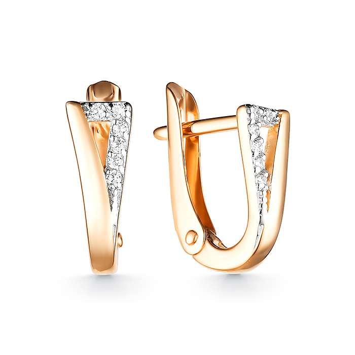 Серьги из золота с камнем Фианит фото, цены