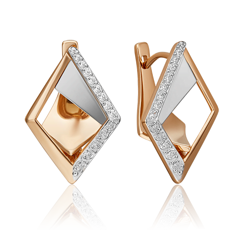 Серьги из золота с камнем Фианит фото, цены