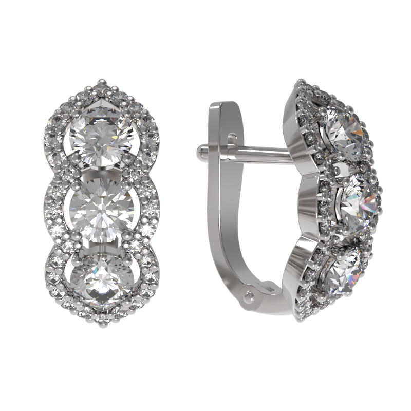 Серьги из серебра с камнем Фианит фото, цены