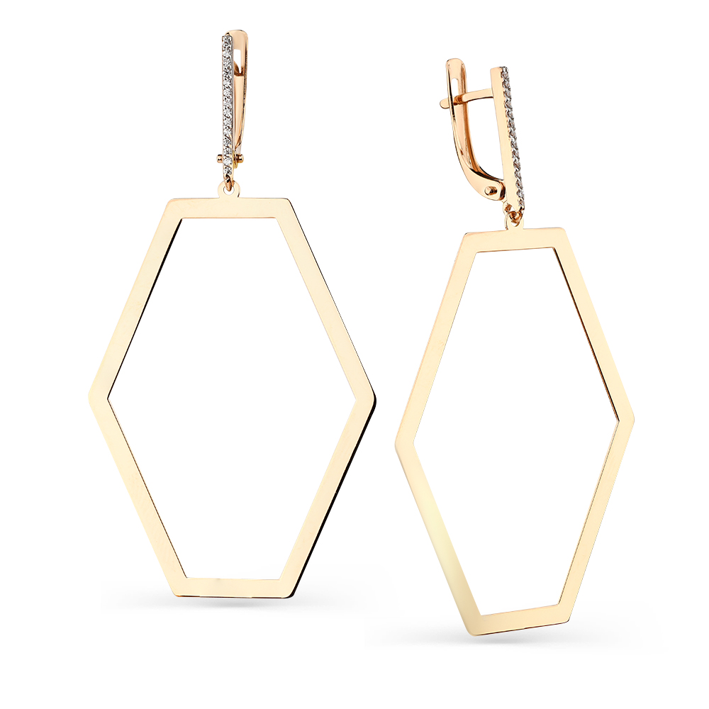 Серьги из золота с камнем Фианит фото, цены