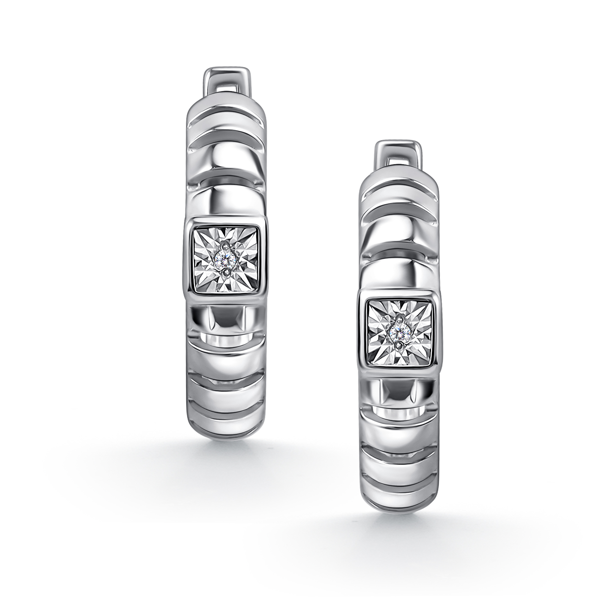 Серьги из серебра с камнем Бриллиант фото, цены