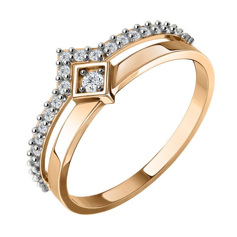 Кольцо из золота с камнем Фианит фото, цены