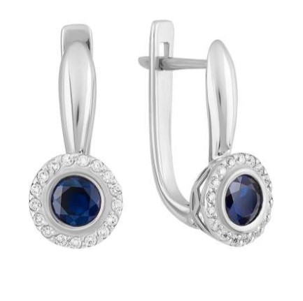 Серьги из золота с камнем Бриллиант, Сапфир фото, цены