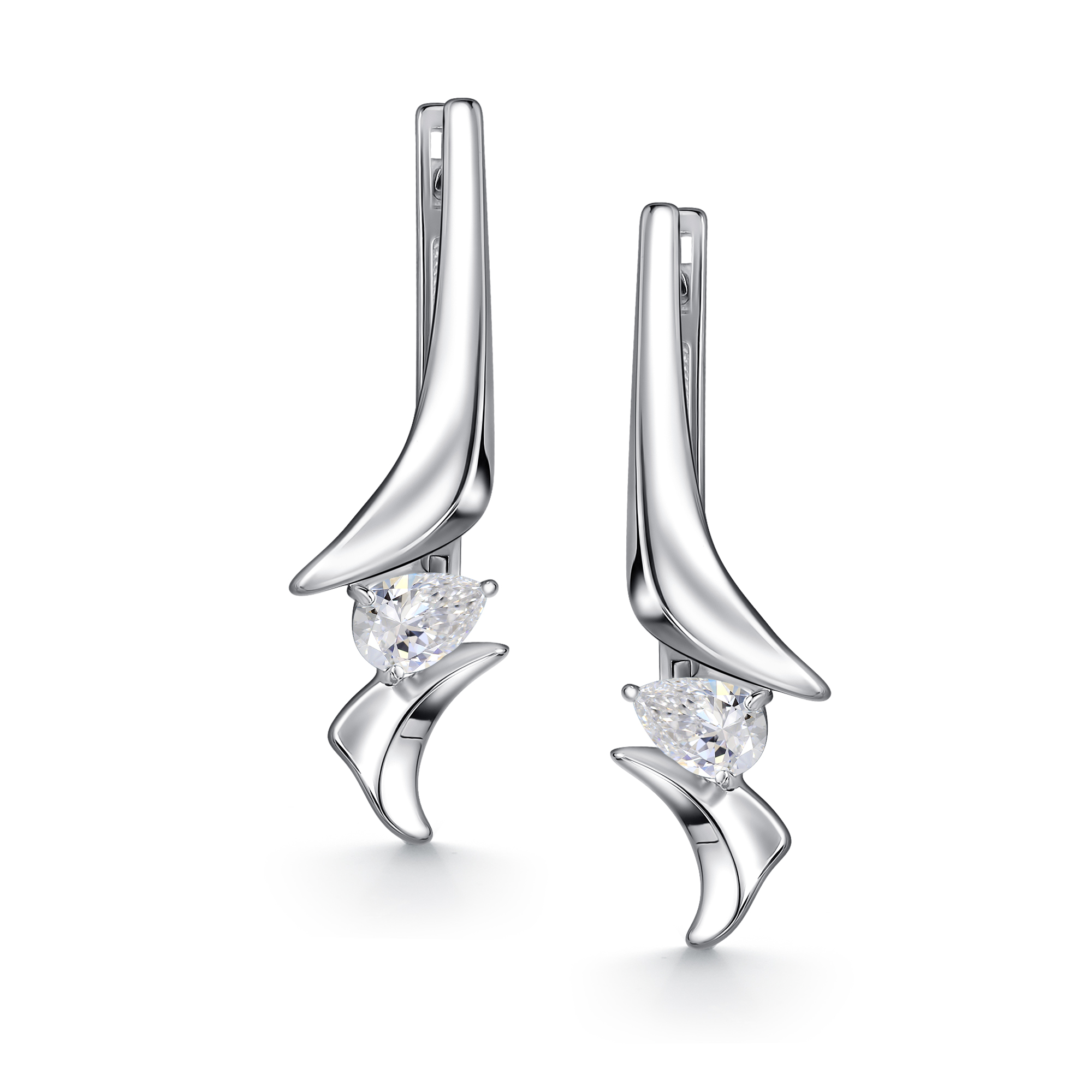 Серьги из серебра с камнем Горный хрусталь фото, цены