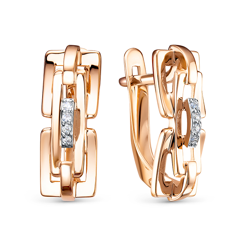 Серьги из золота с камнем Фианит фото, цены