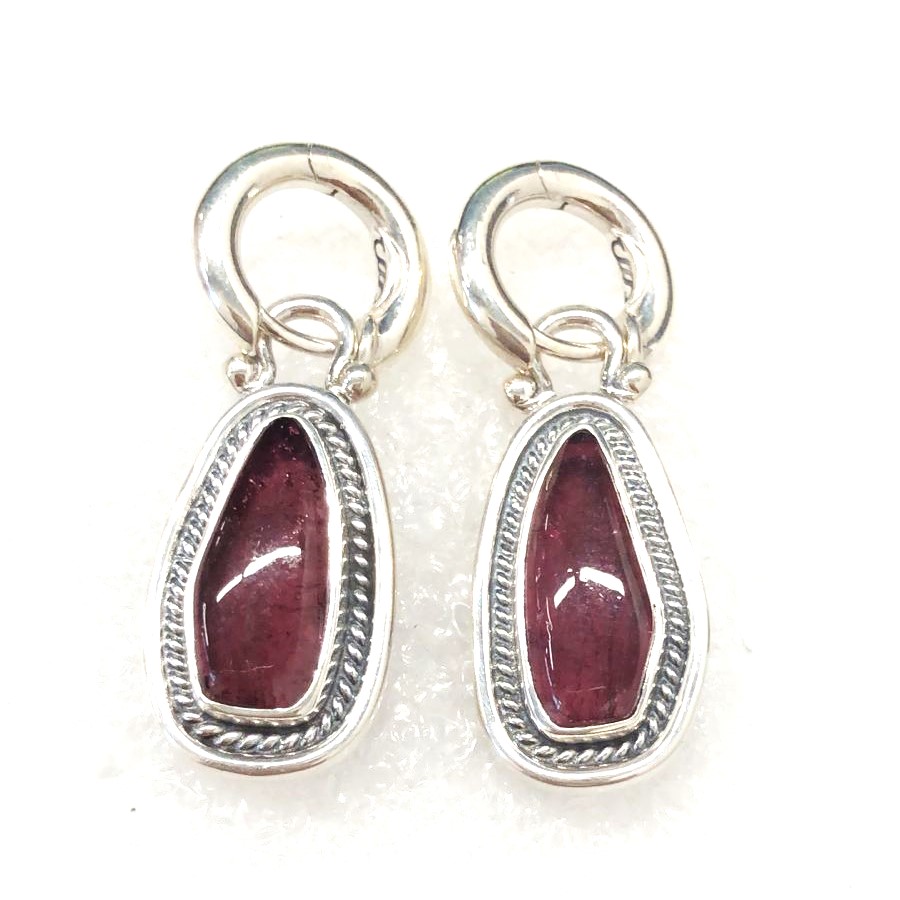 Серьги из серебра с камнем Турмалин фото, цены