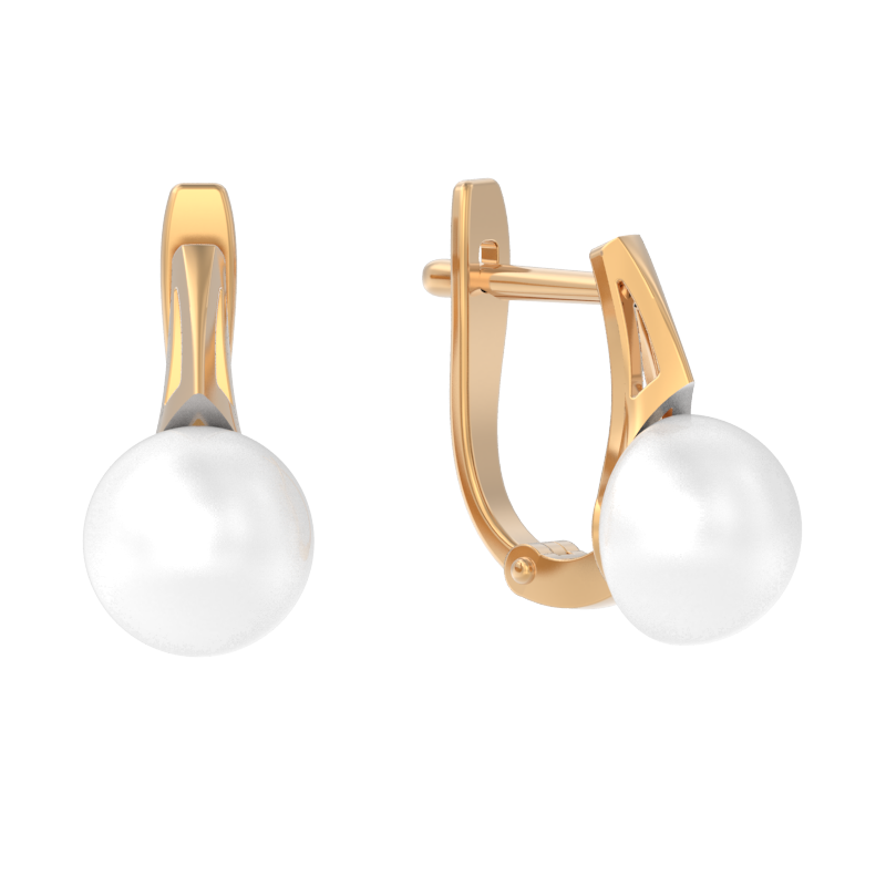 Серьги из золота с камнем Жемчуг фото, цены