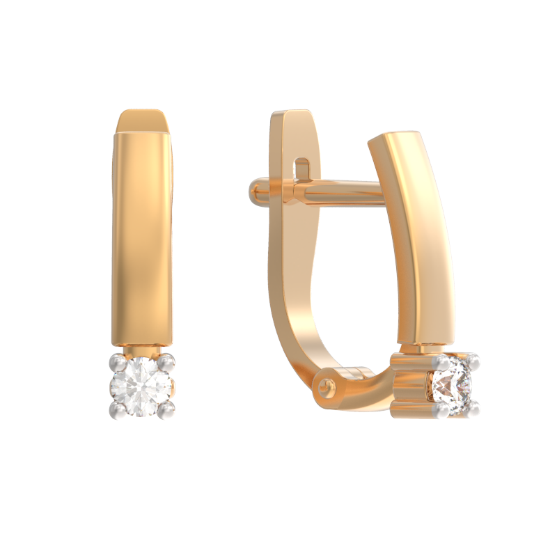 Серьги из золота с камнем Бриллиант фото, цены