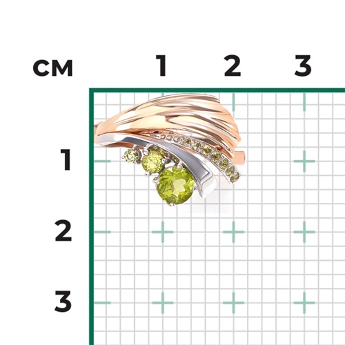 Кольцо из золота с камнем Хризолит фото, цены