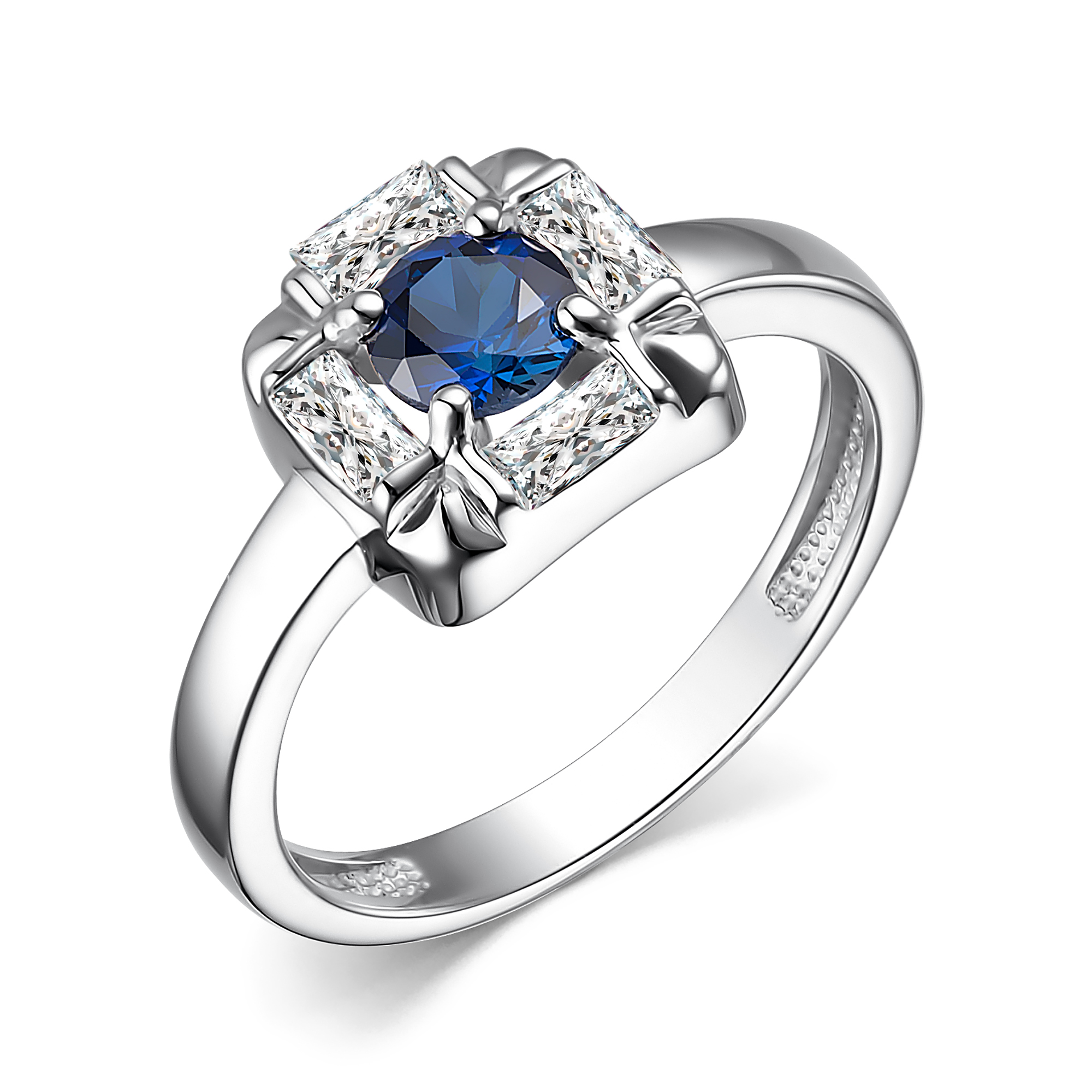 Кольцо из серебра с камнем Фианит, Сапфир г/т фото, цены