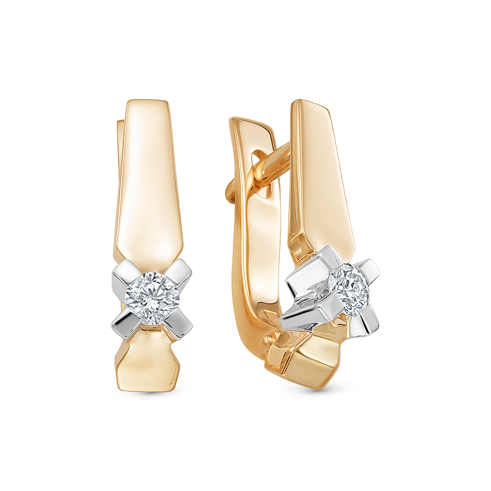 Серьги из золота с камнем Бриллиант фото, цены