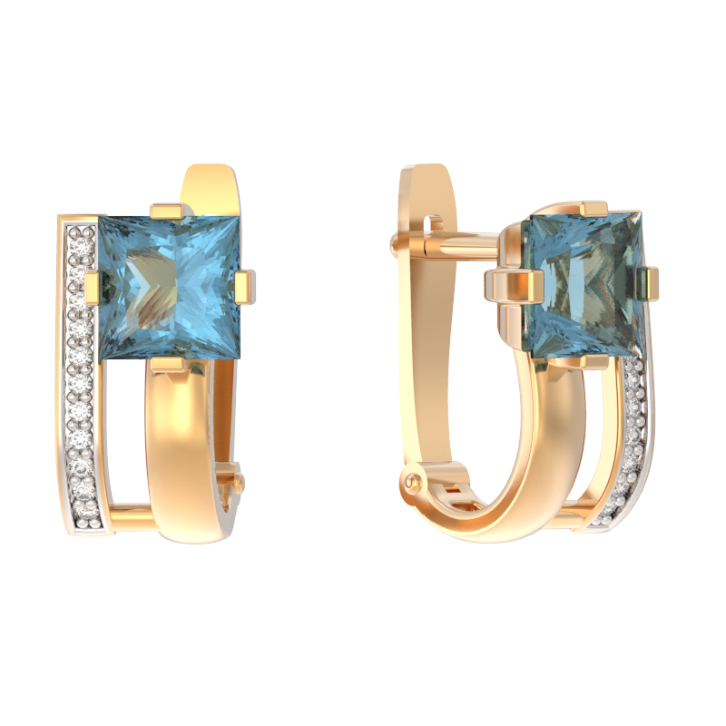 Серьги из золота с камнем Топаз, Фианит фото, цены