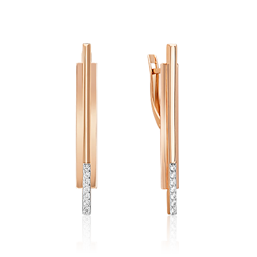 Серьги из золота с камнем Фианит фото, цены