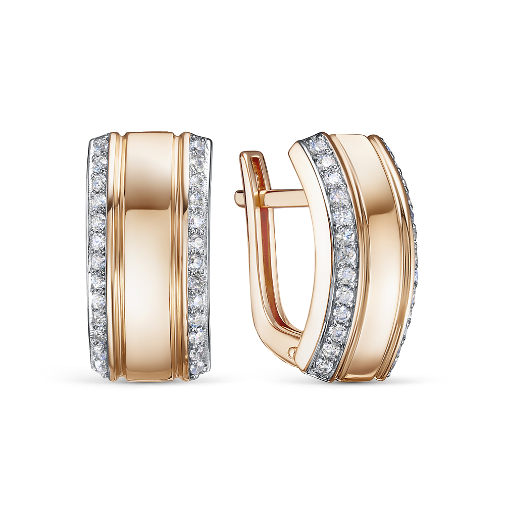 Серьги из золота с камнем Фианит фото, цены