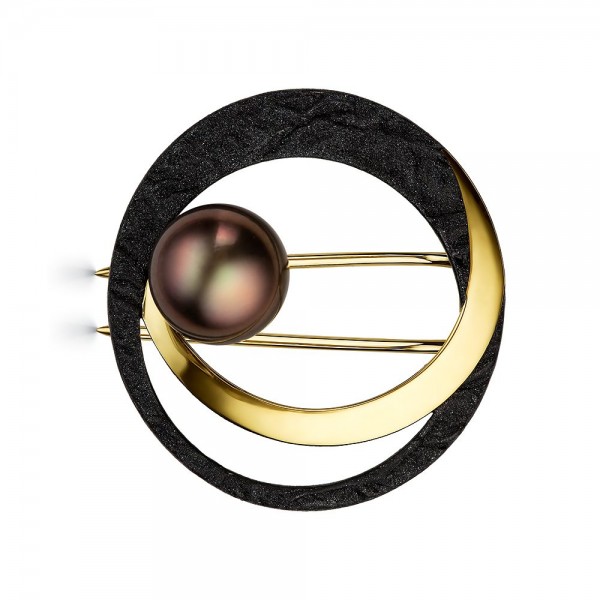 Брошь из серебра с камнем Жемчуг, вставками эмали фото, цены