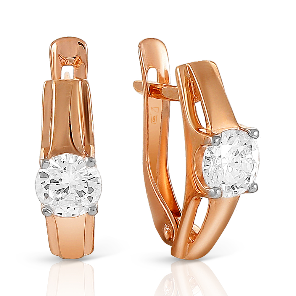 Серьги из золота с камнем Куб цирконий фото, цены