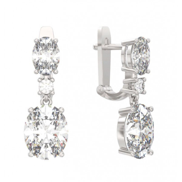 Серьги из серебра с камнем Фианит фото, цены