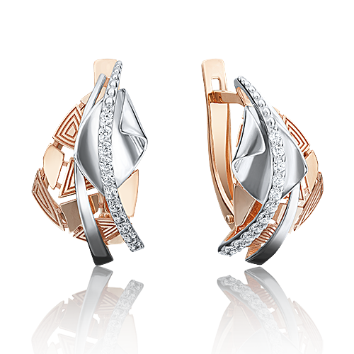 Серьги из золота с камнем Фианит фото, цены