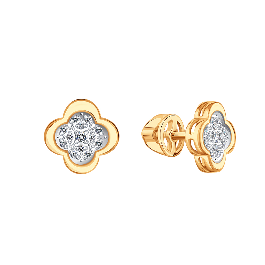 Пуссеты из золота с камнем Бриллиант фото, цены