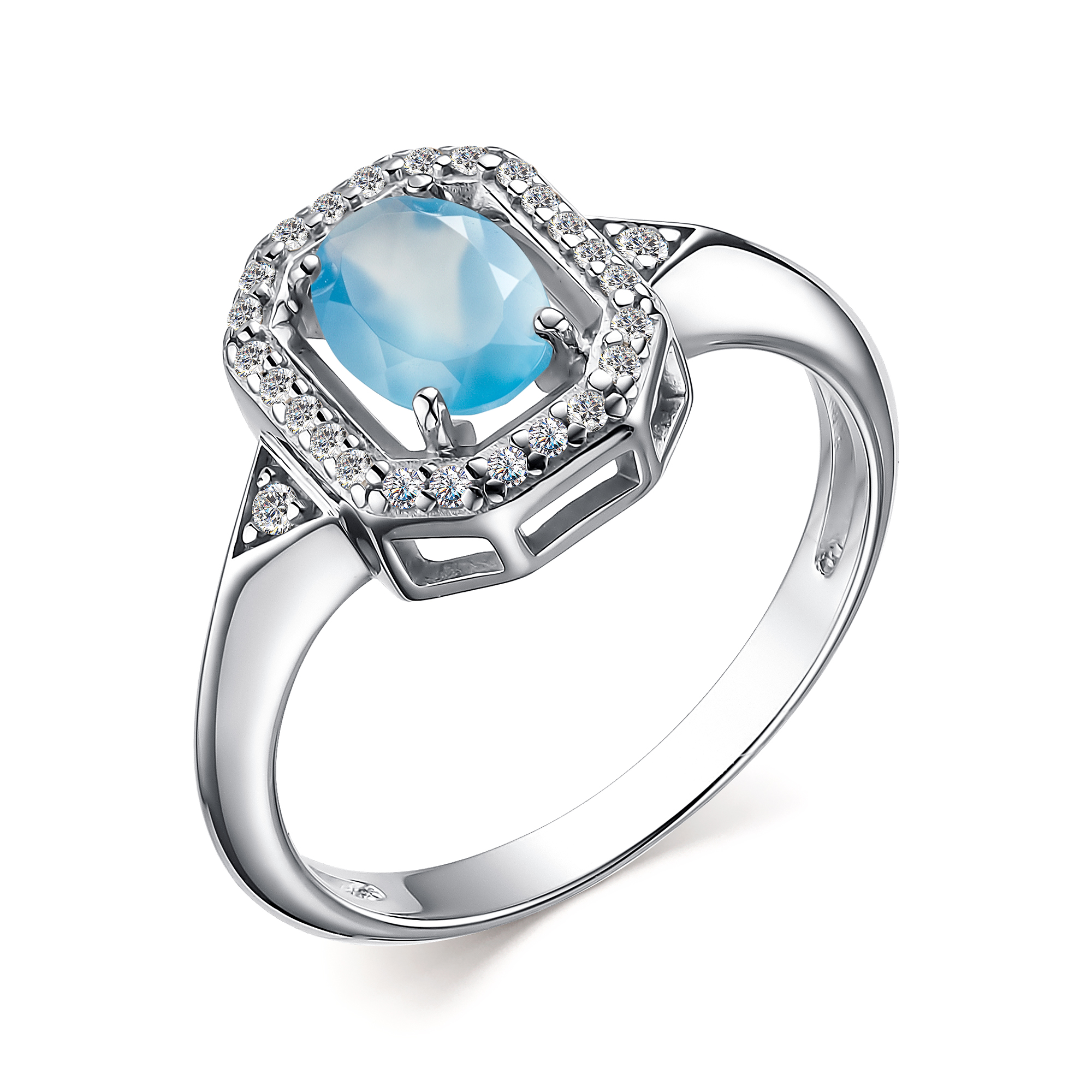 Кольцо из серебра с камнем Фианит, Агат фото, цены