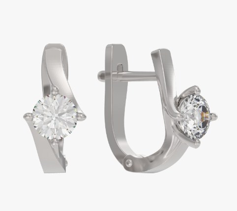 Серьги из серебра с камнем Раухтопаз фото, цены