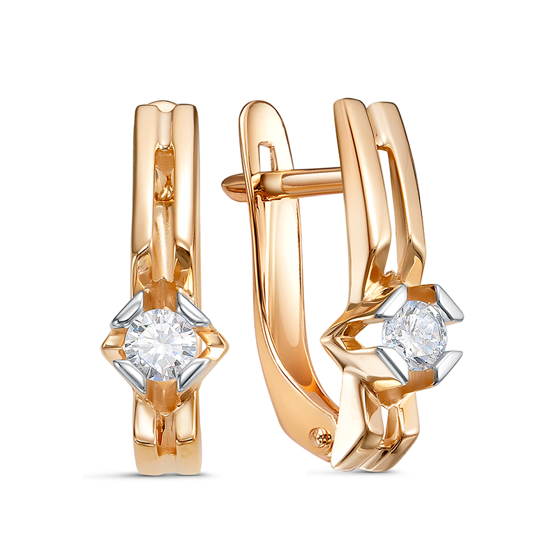 Серьги из золота с камнем Фианит фото, цены